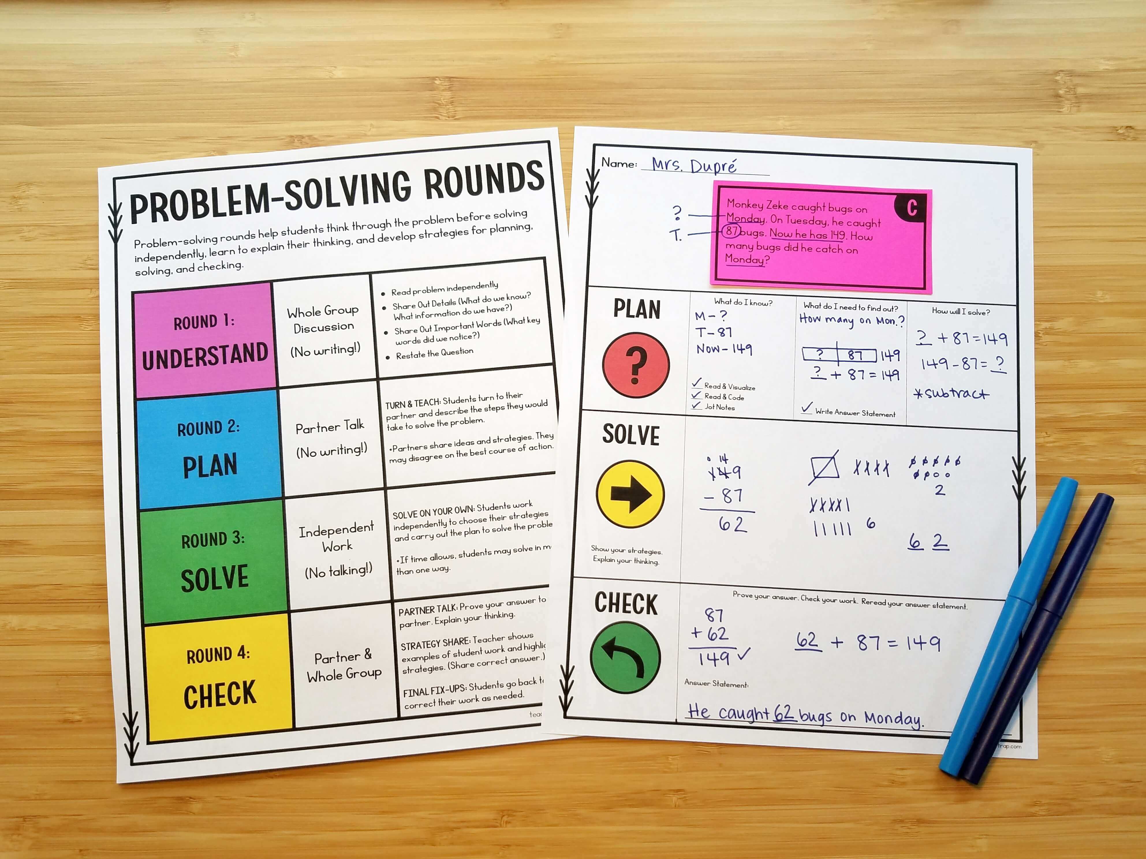 word problem solving mat