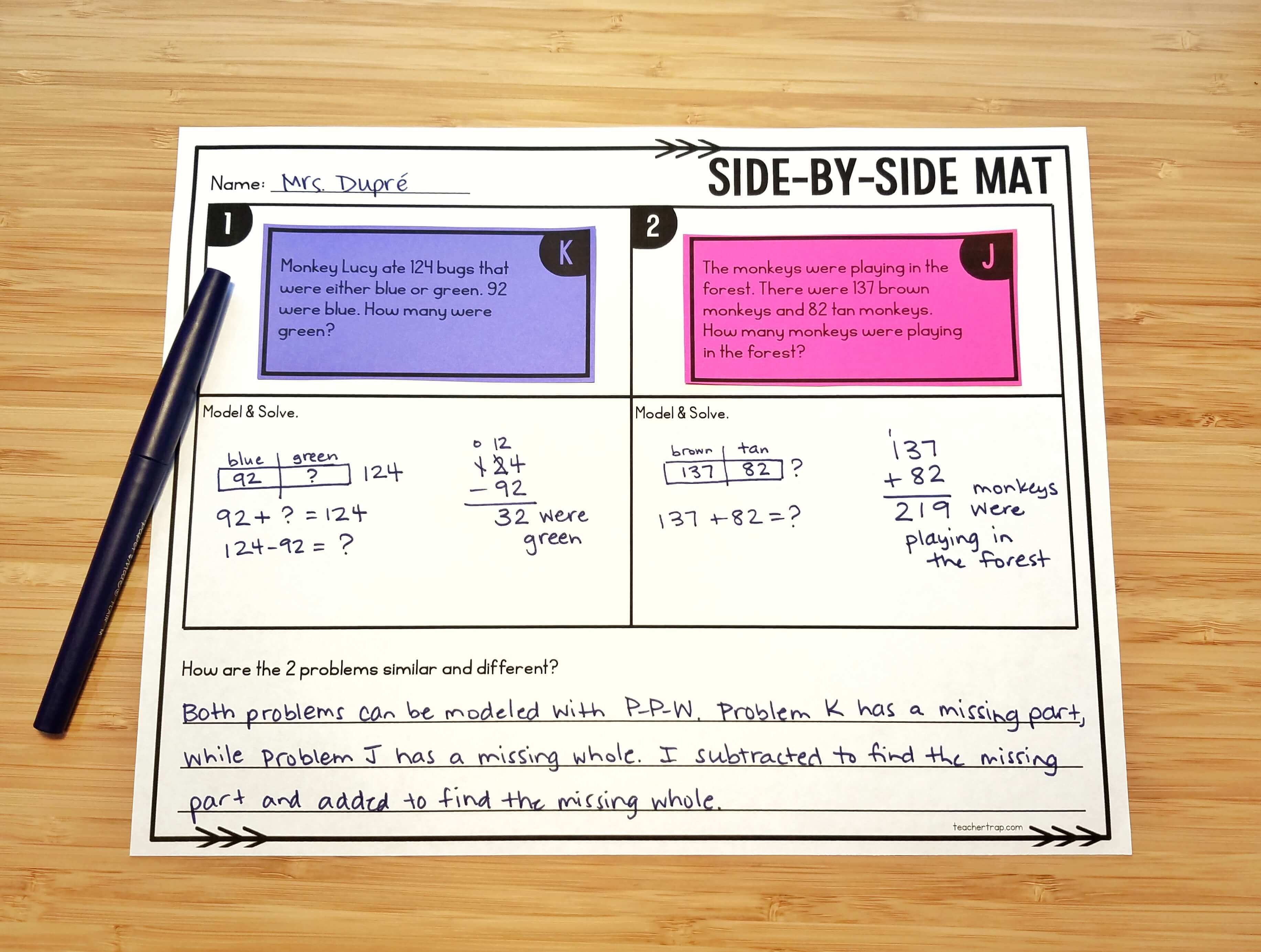 word problem solving mat