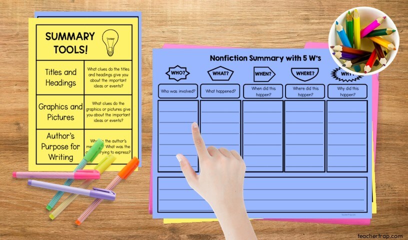 How to teach summarizing nonfiction graphic organizer